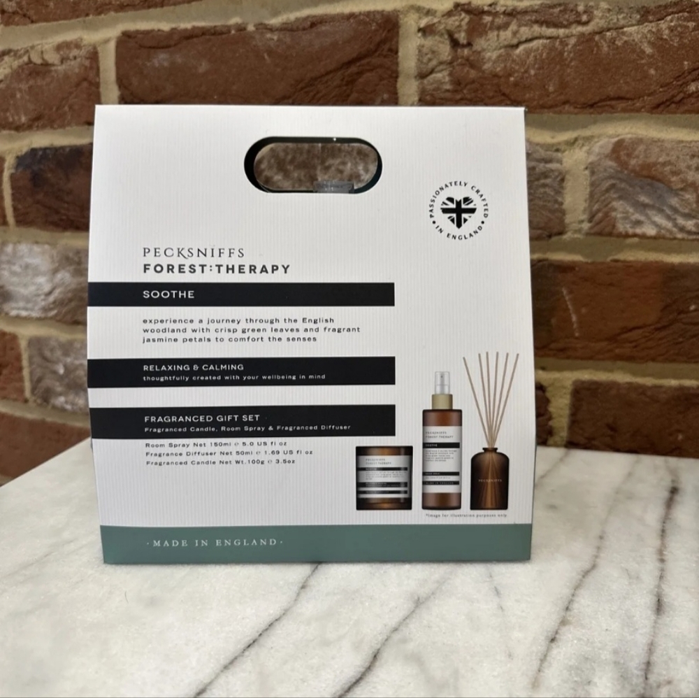 Pecksniff's Forest Therapy Soothe Gift Set Room Spray, Diffuser & Candle